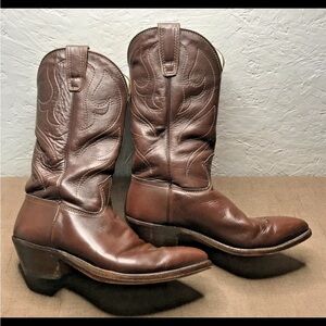 Vintage 1977 Stewart Boot Co Men's Cowboy Boots Brown Leather Size 9D USA Made